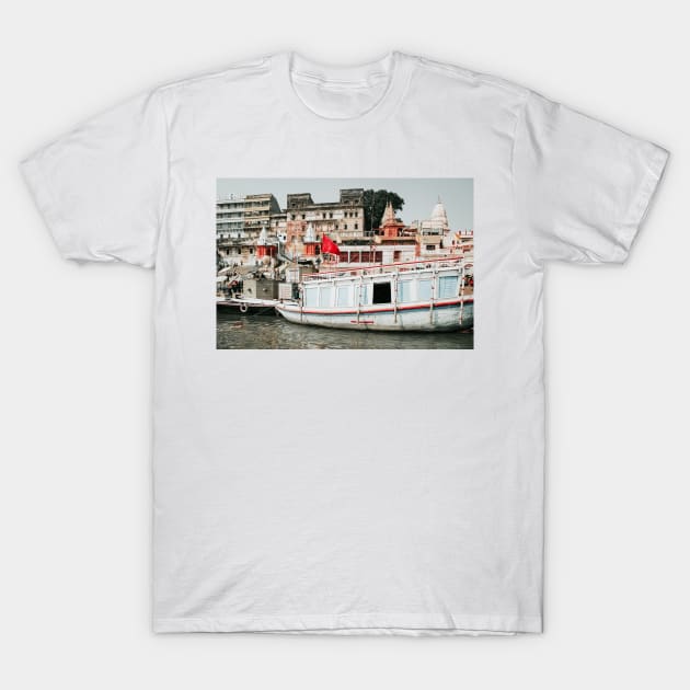 Varanasi, boat in river Ganges, India T-Shirt by Melissa Peltenburg Travel Photography